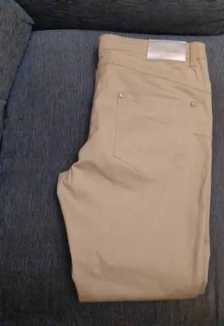 Pantalón pitillo mujer beige - T42