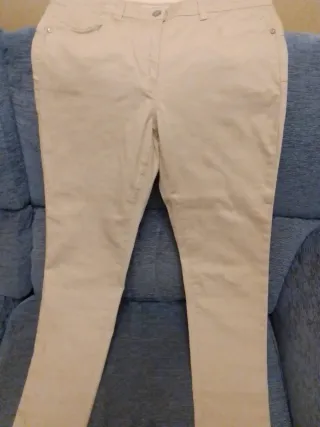 Pantalón pitillo mujer beige - T42