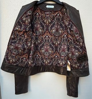 Cazadora Biker Piel Marrón, unisex, L