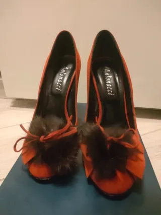 Scarpe Antonacci tacco 10 camoscio pelliccia