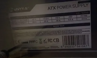 Fuente Alimentación PC 600W Ventilador silencioso