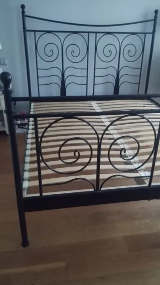 Estructura Cama Metal Negra con Cabecero y piecero
