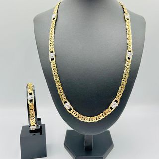 PULSERA TIPO CARTIER MEDUSA GRECA BICOLOR, 18K