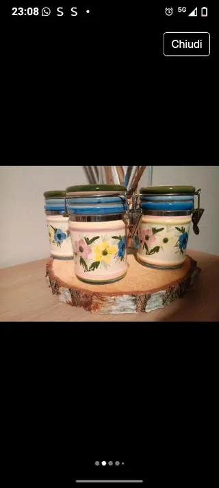 Set 3 Barattoli Ceramica Fiori