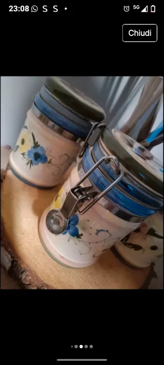 Set 3 Barattoli Ceramica Fiori