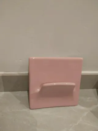 Lote baño vintage cerámica rosa.