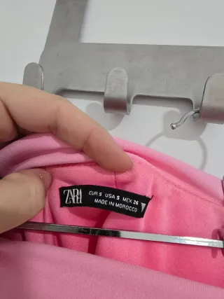 Top de banda Zara rosa fruncido S