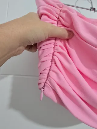 Top de banda Zara rosa fruncido S