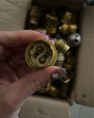 Porta lampada in metallo dorato vintage