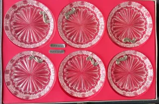 Caja de 6 Ceniceros de cristal con plata de ley