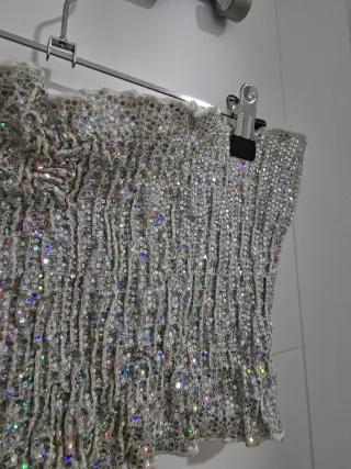 Top plateado brillante Bershka talla S