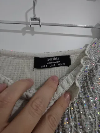 Top plateado brillante Bershka talla S