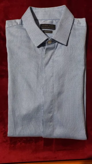 Camisa Zara Man Slim Fit Azul Talla M