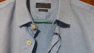 Camisa Zara Man Slim Fit Azul Talla M