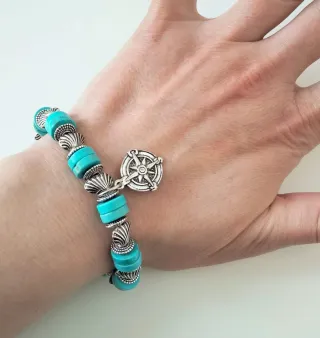 Bracciale con rondelle in turchese naturale