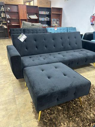 sofá cama 3 plazas con puff reposapies NUEVO