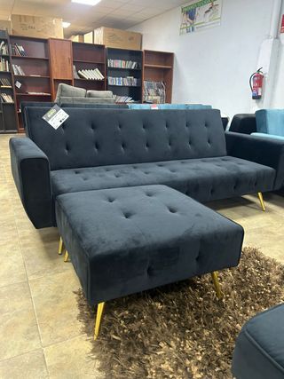 sofá cama 3 plazas con puff reposapies NUEVO