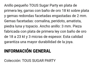 Anillo Tous Plata Multicolor