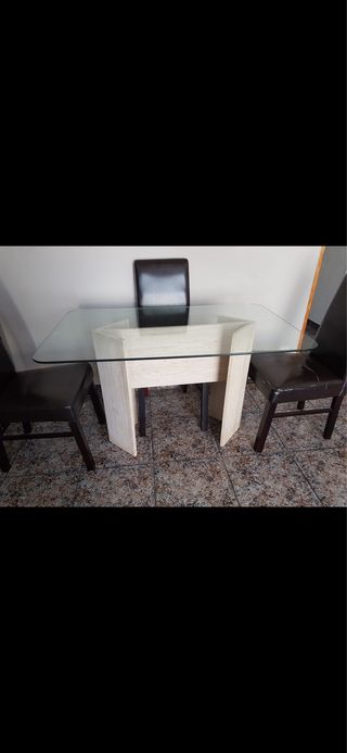 Mesa cristal y mármol 120x75