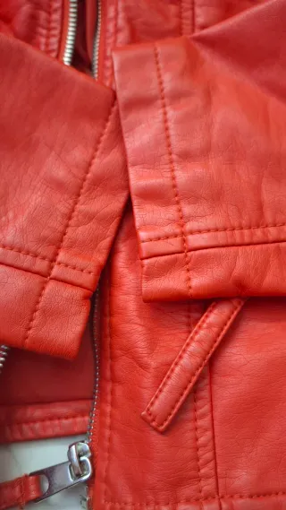 Giacca ecopelle rossa