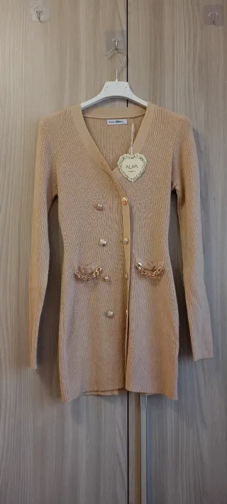 Abito Maglia Beige Stile Parigino