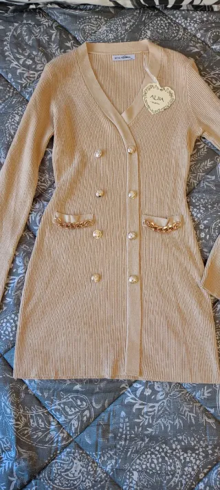 Abito Maglia Beige Stile Parigino