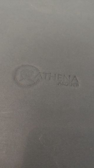 Set scrivania pelle marrone e argento