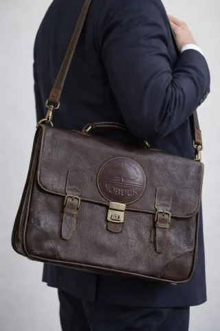 Portafolio de piel marrón Nobuck (vintage)