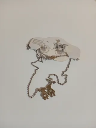 Conjunto collar y pendientes niños plata