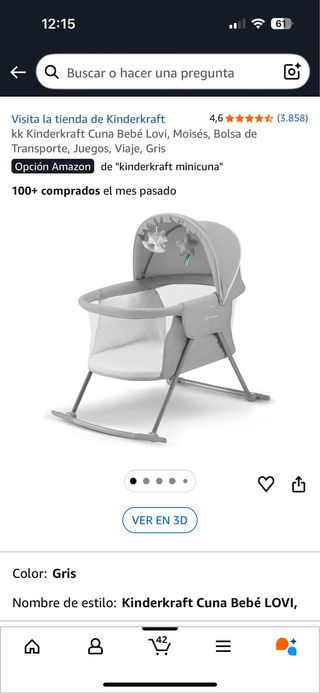 Kinderkraft Cuna Bebé Lovi Gris