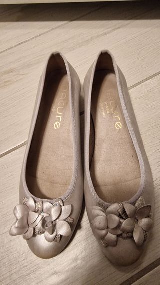 Ballerine Nature beige chiaro con fiori