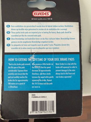 Pastillas Freno Elvedes -FORMULA CURA 4