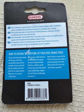 Pastillas Freno Elvedes -FORMULA CURA 4