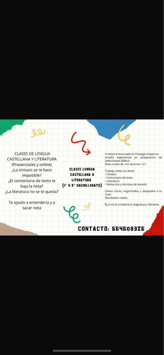 Clases grupales e individuales LENGUA CASTELLANA