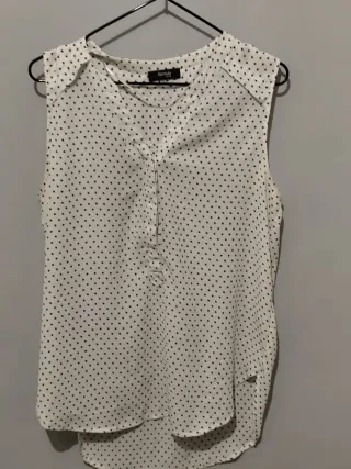 Camisa sin mangas Formale lunares blanca Talla xl