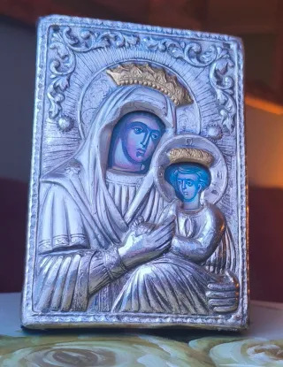 Icono bizantino de la Virgen y el Niño