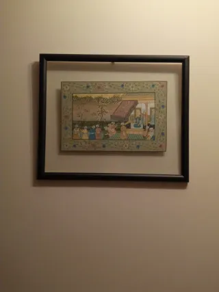 Cuadro India Papel Marco Negro