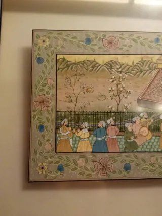 Cuadro India Papel Marco Negro