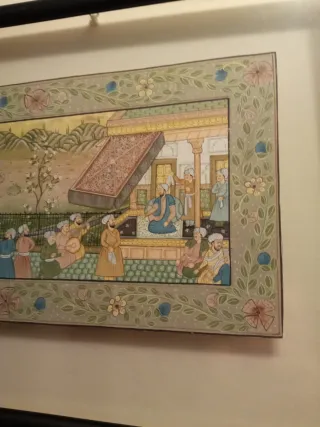 Cuadro India Papel Marco Negro