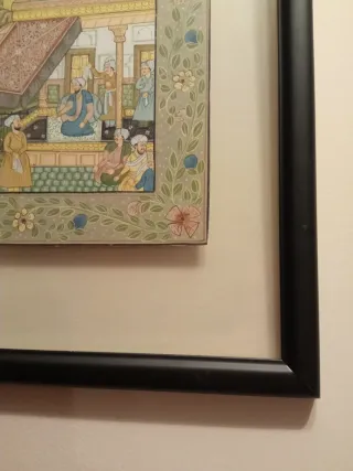 Cuadro India Papel Marco Negro