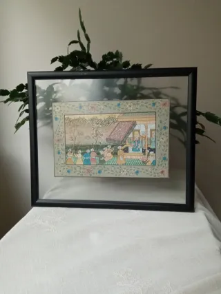 Cuadro India Papel Marco Negro