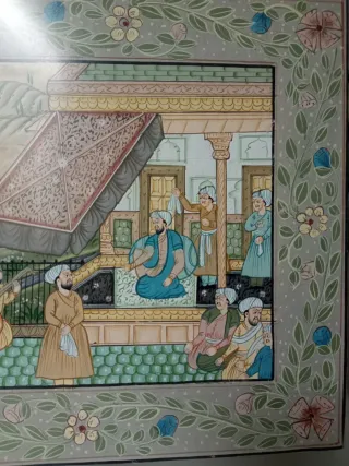 Cuadro India Papel Marco Negro