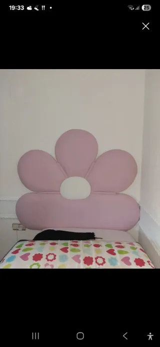 Cabecero infantil polipiel flor rosa