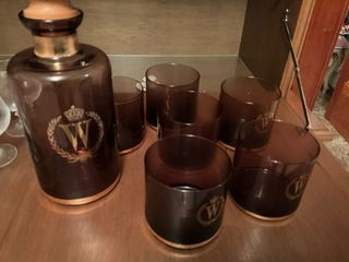 Juego Vasos Whisky Marrón y Dorado