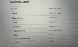 Gafas de sol aviador unisex negras.HARPER&NEYER