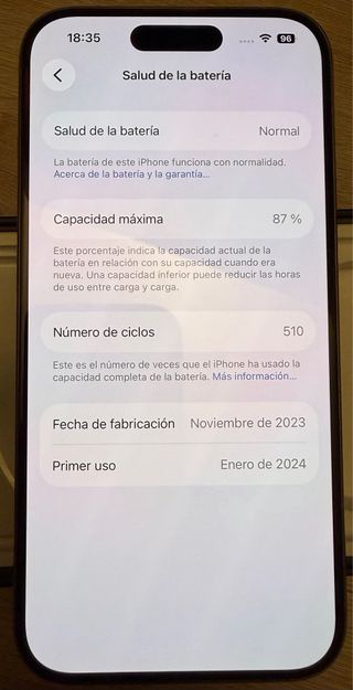 iPhone 15 Pro 256GB Plata - Batería 87%