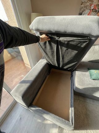 Sofá Chaise Longue Gris Oscuro con Arcón