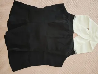 Camisa Blusa Halter Cuello Blanco Negro