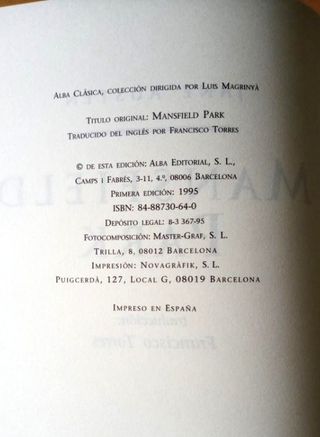 MANSFIELD PARK JANE AUSTEN