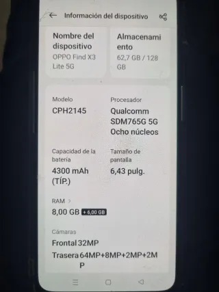 OPPO Find X3 Lite 5G Negro 128GB